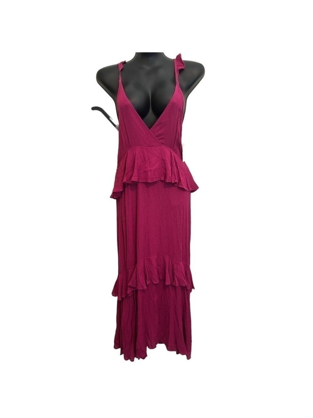 bobeau pink spaghetti strap tiered ruffled maxi dress